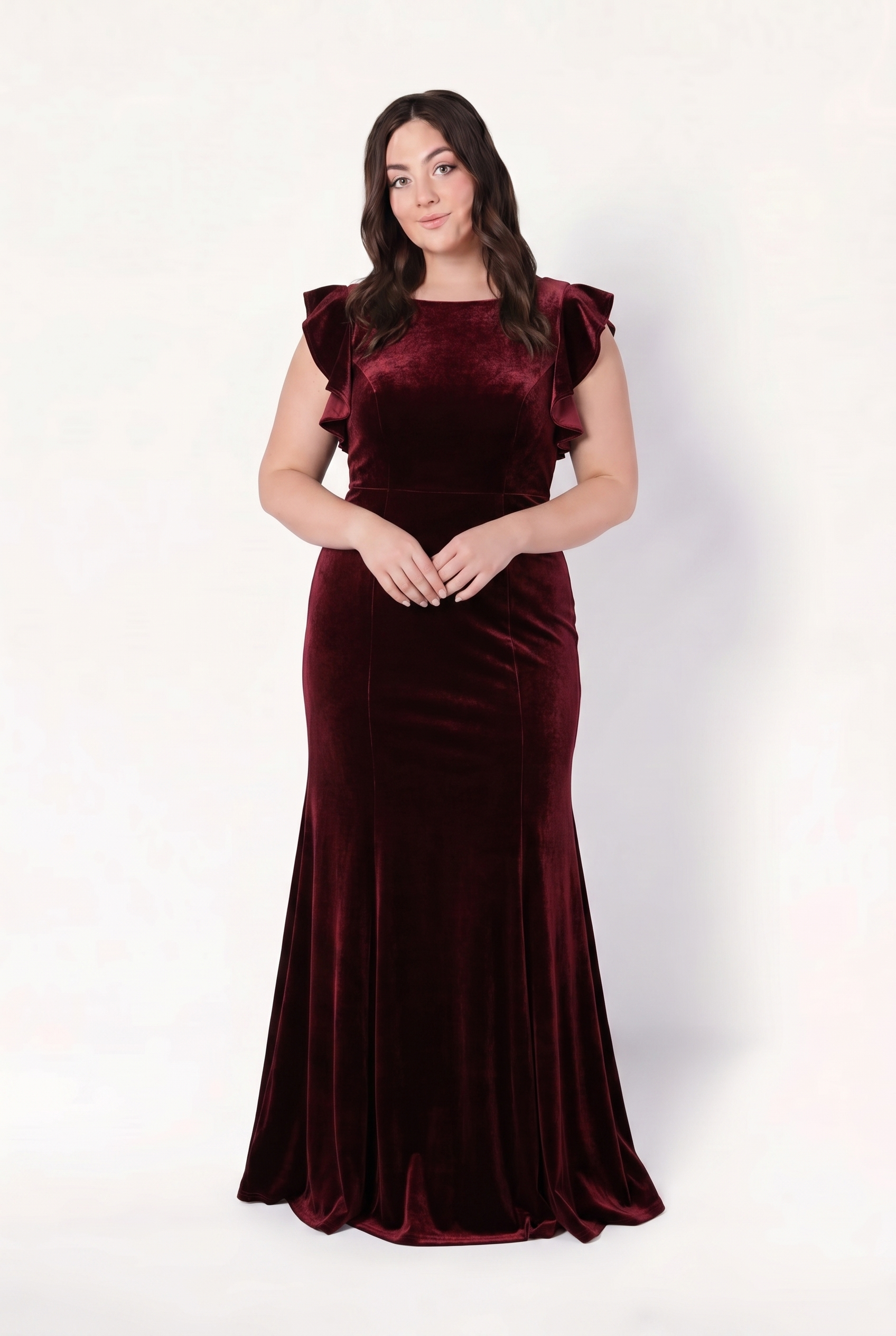 TH&TH Cecelia Velvet Bridesmaid Dress In Merlot TH and TH TH&TH Cecelia Velvet Bridesmaid Dress In Merlot TH and TH