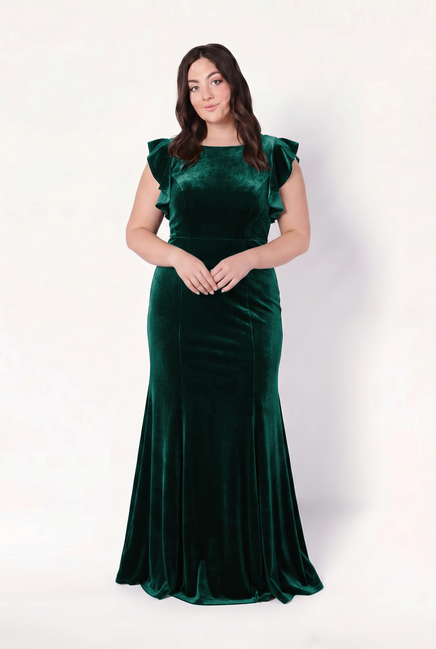 Cecelia Velvet Bridesmaid Dress in Forest Green