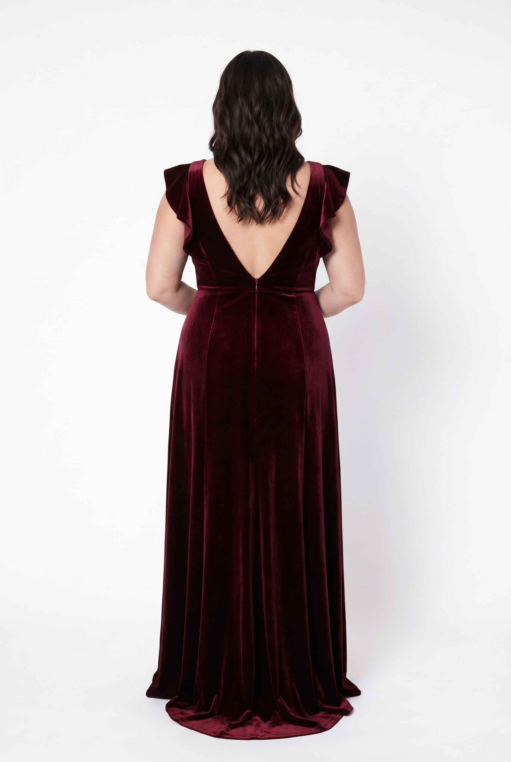 TH&TH Cecelia Velvet Bridesmaid Dress In Merlot TH and TH TH&TH Cecelia Velvet Bridesmaid Dress In Merlot TH and TH