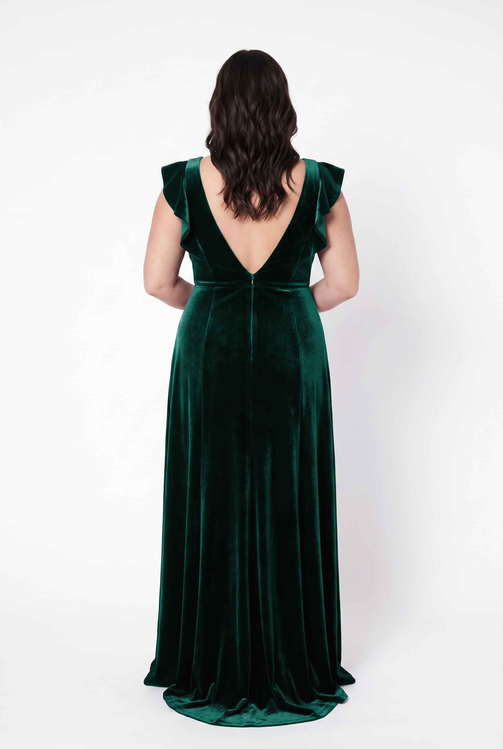 Cecelia Velvet Bridesmaid Dress in Forest Green