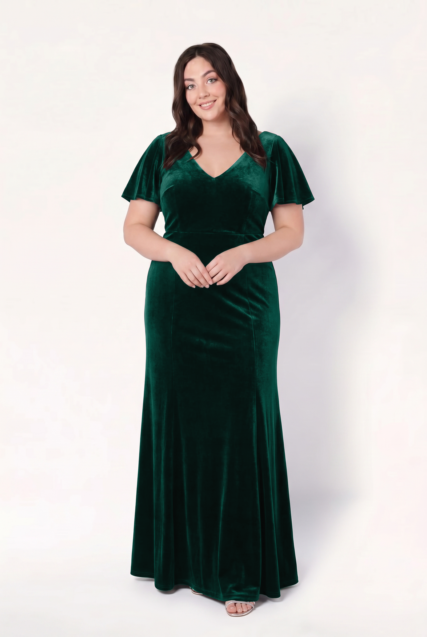 Celeste Velvet Bridesmaid Dress in Forest Green