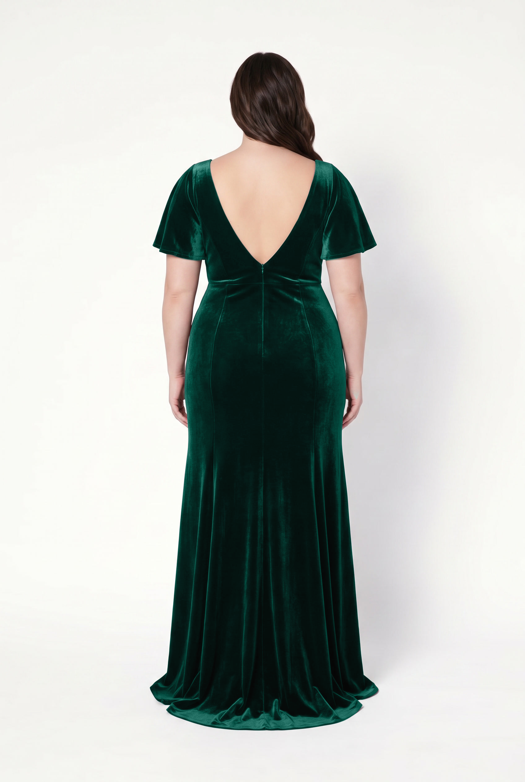 Celeste Velvet Bridesmaid Dress in Forest Green