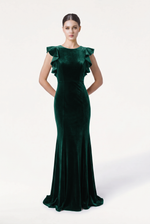 Cecelia Velvet Bridesmaid Dress in Forest Green