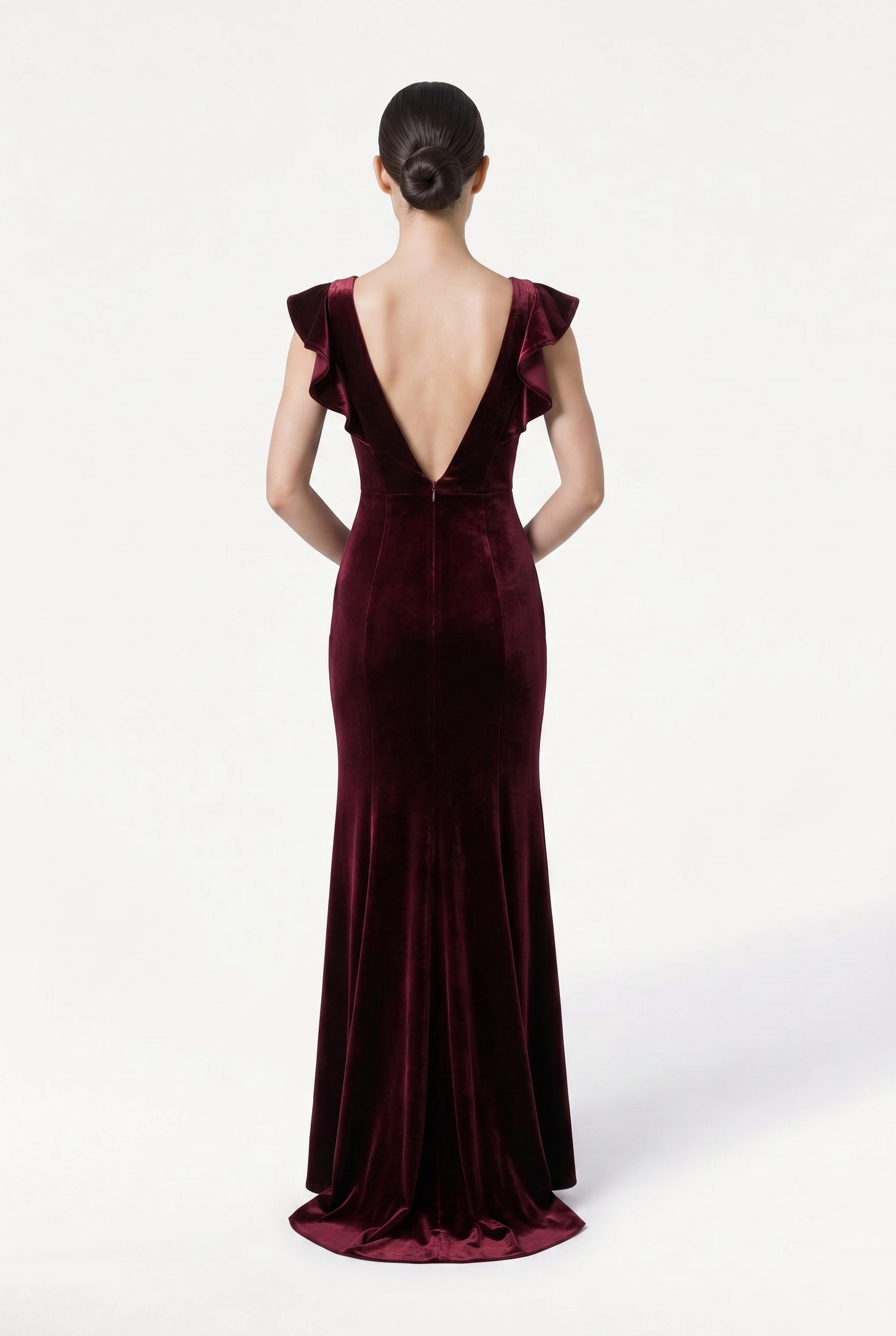 Cecelia Velvet Bridesmaid Dress in Merlot