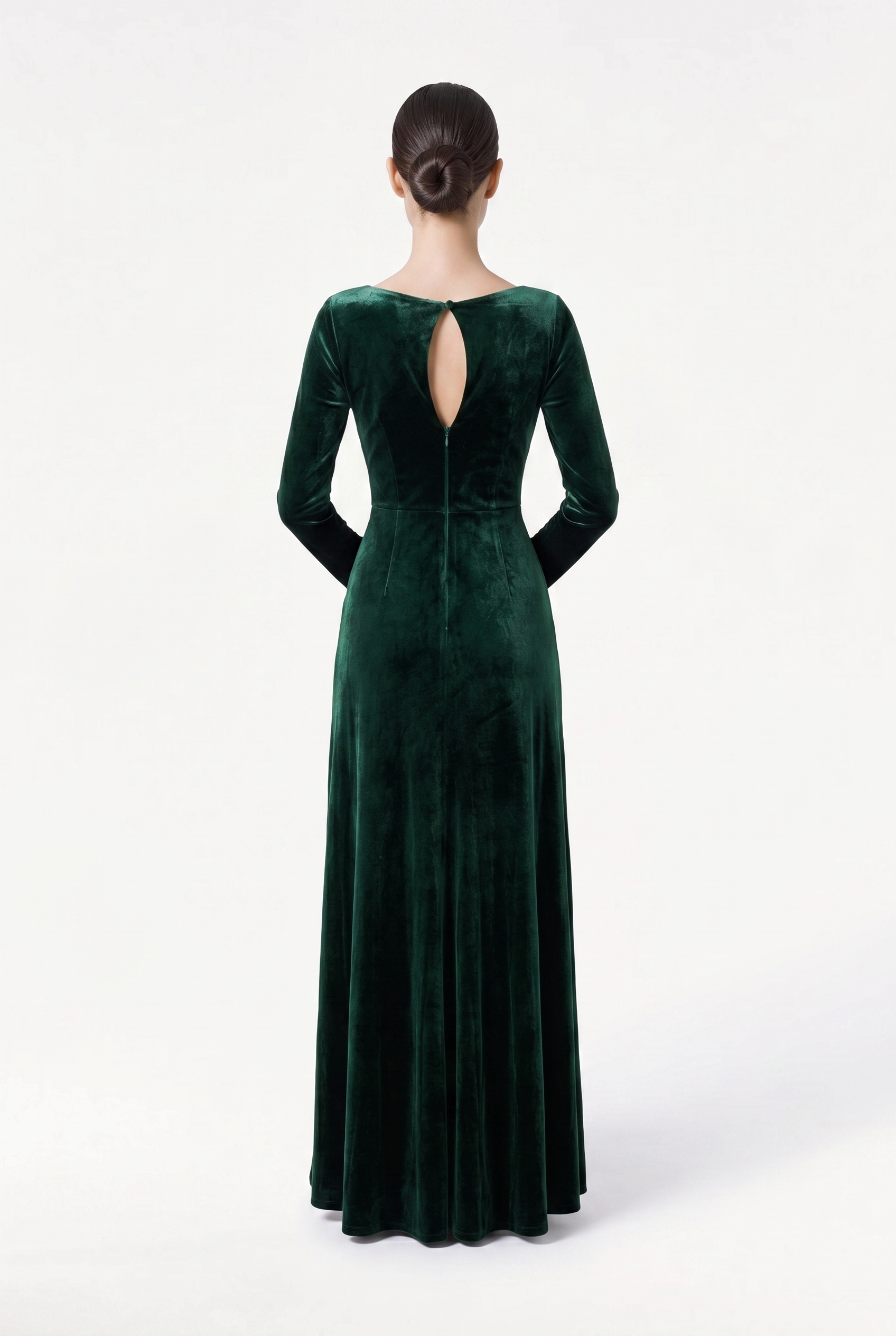 Camilla Velvet Long Sleeve Bridesmaid Dress in Forest Green