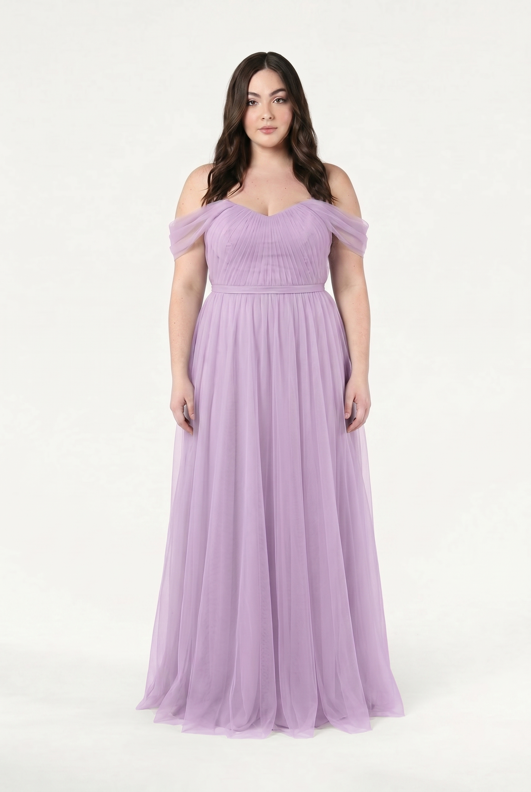 Bardot Bridesmaid Dress in Lilac Mist Tulle – TH and TH