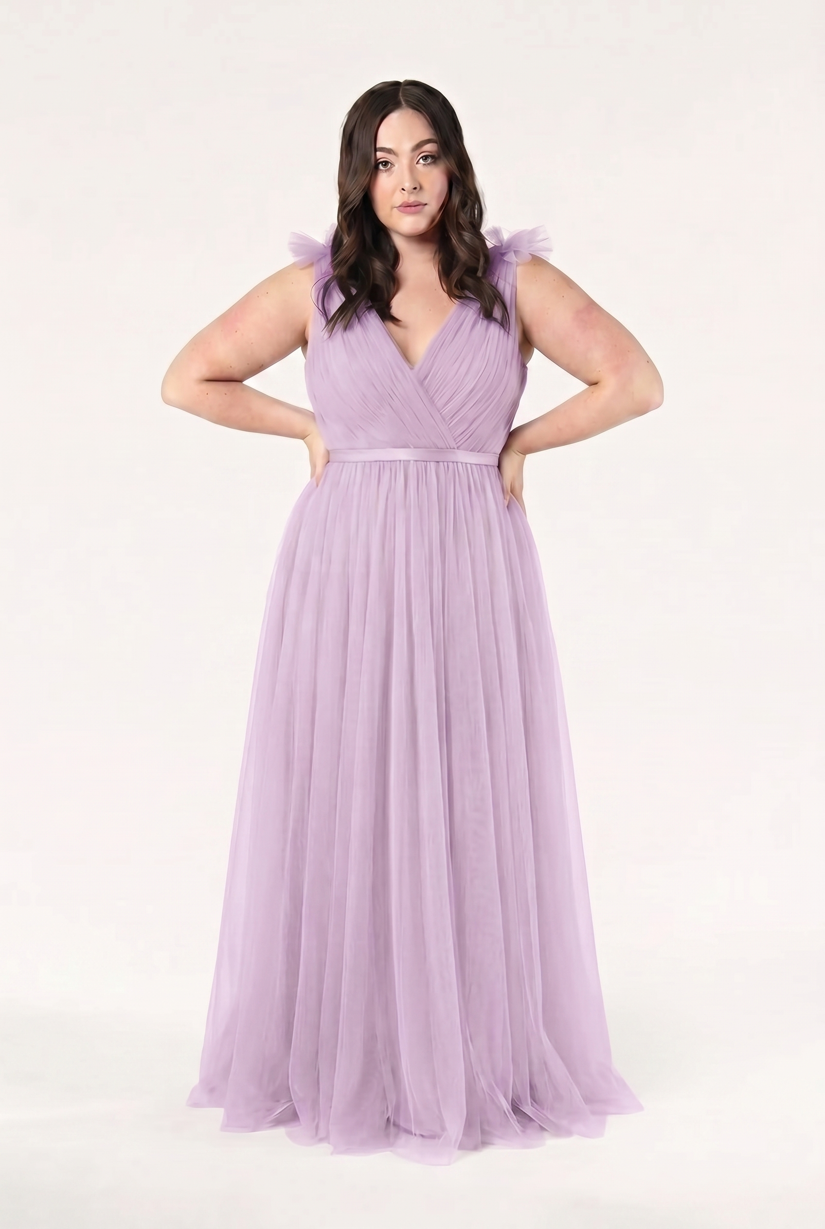 summer wedding bridesmaid dresses Chic Tulle Bridesmaid Dresses with Sheer Illusion Sleeves – Angrila