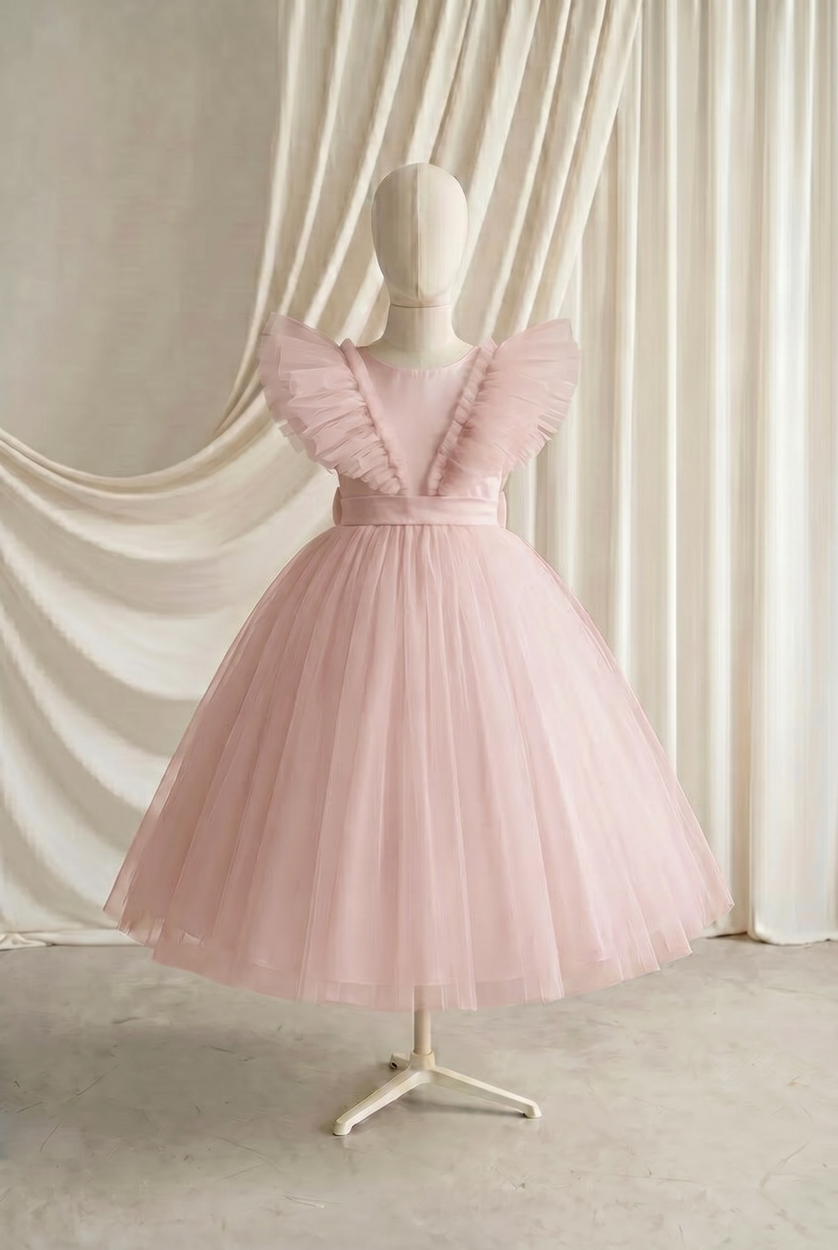 Mimi Flower Girl Dress in Smoked Blush Tulle