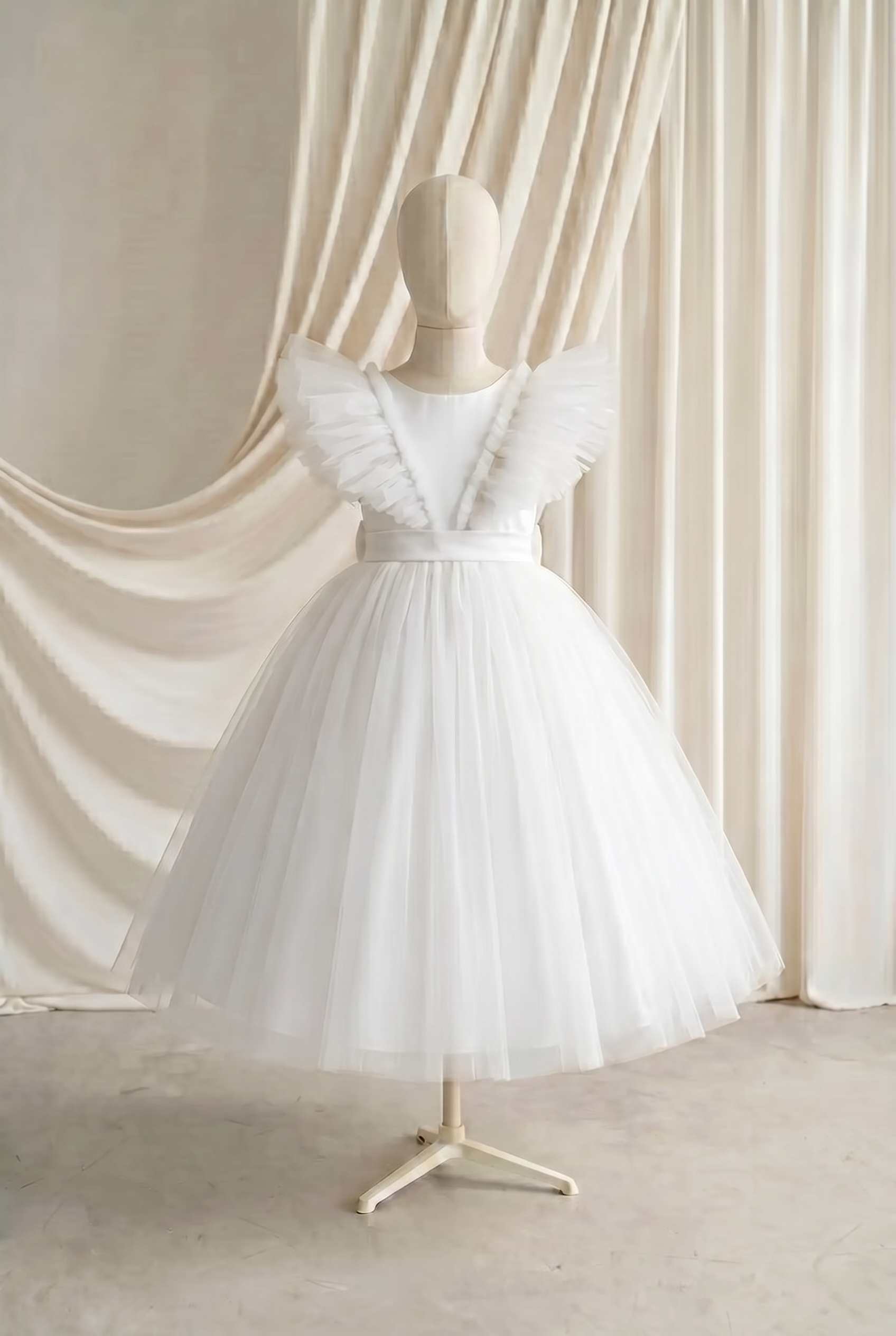 Mimi Flower Girl Dress in White Tulle