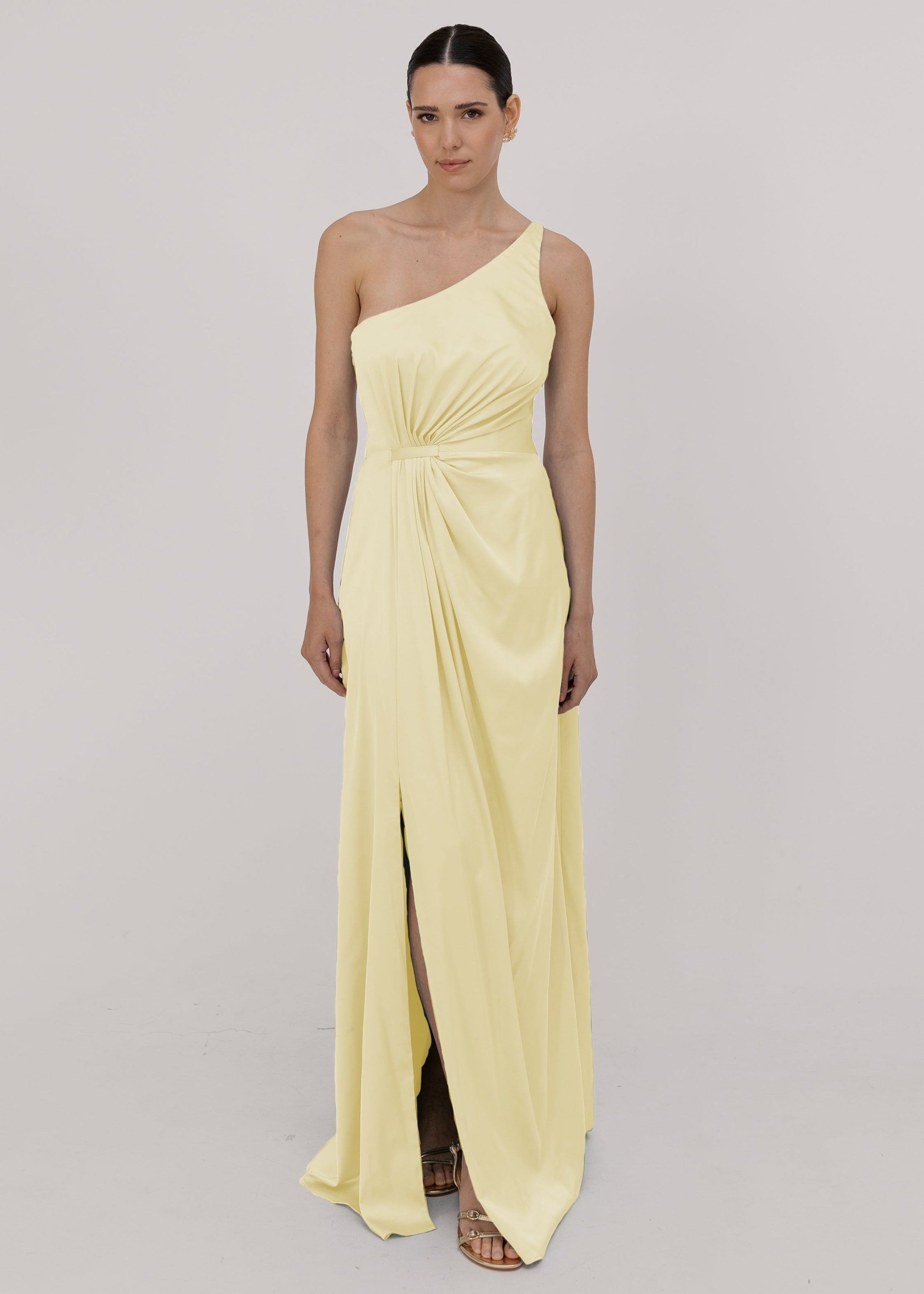 Greta Bridesmaid Dress in Limoncello Satin
