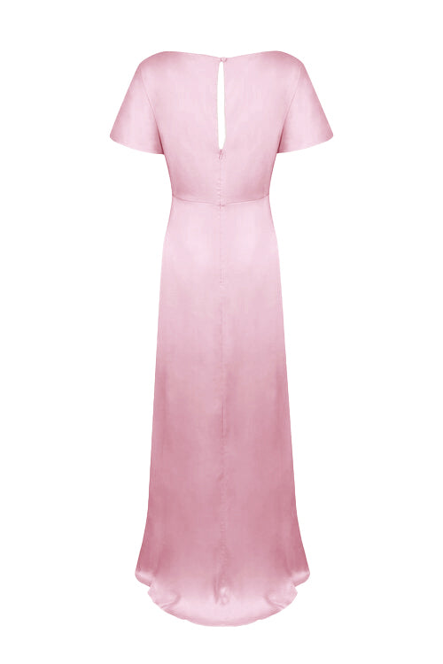 Camilla Bridesmaid Dress in Rose Pink Satin