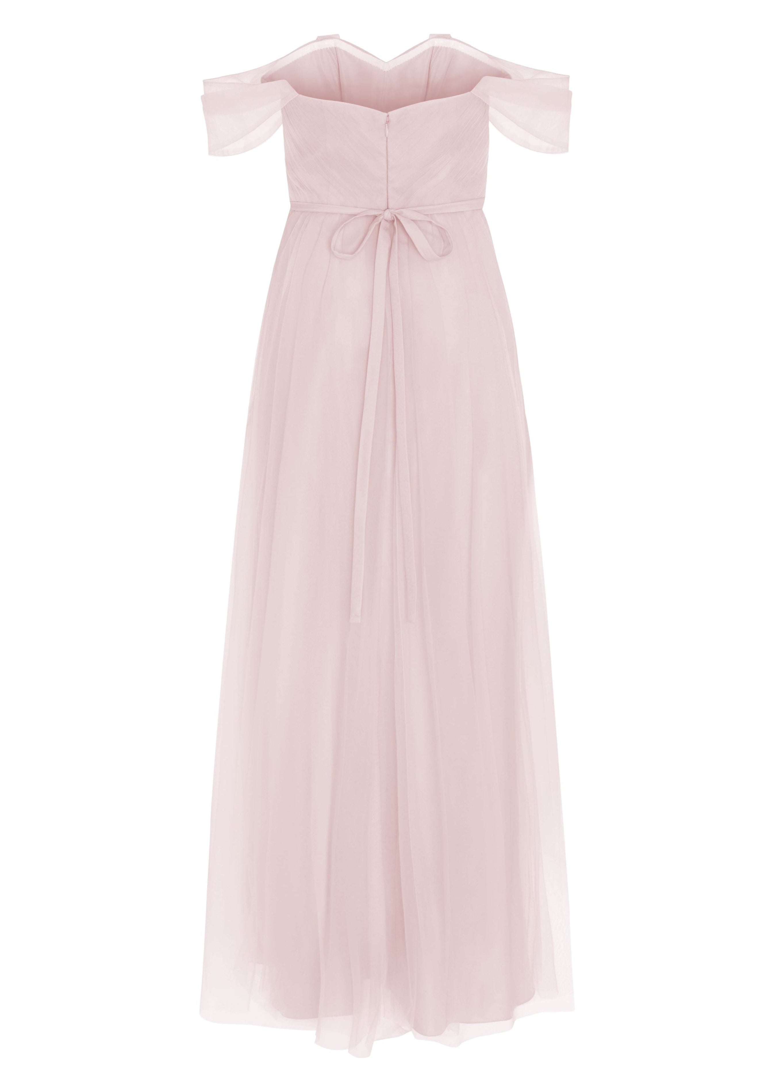 Bardot Bridesmaid Dress in Smoked Blush Tulle