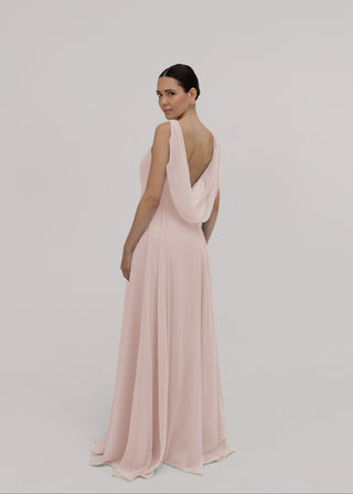 Athena Bridesmaid Dress In Smoked Blush Chiffon