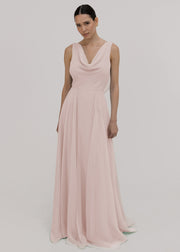 Athena Bridesmaid Dress In Smoked Blush Chiffon