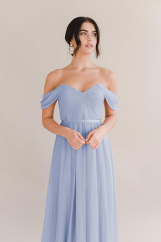 dusty blue bridesmaid dress- front view