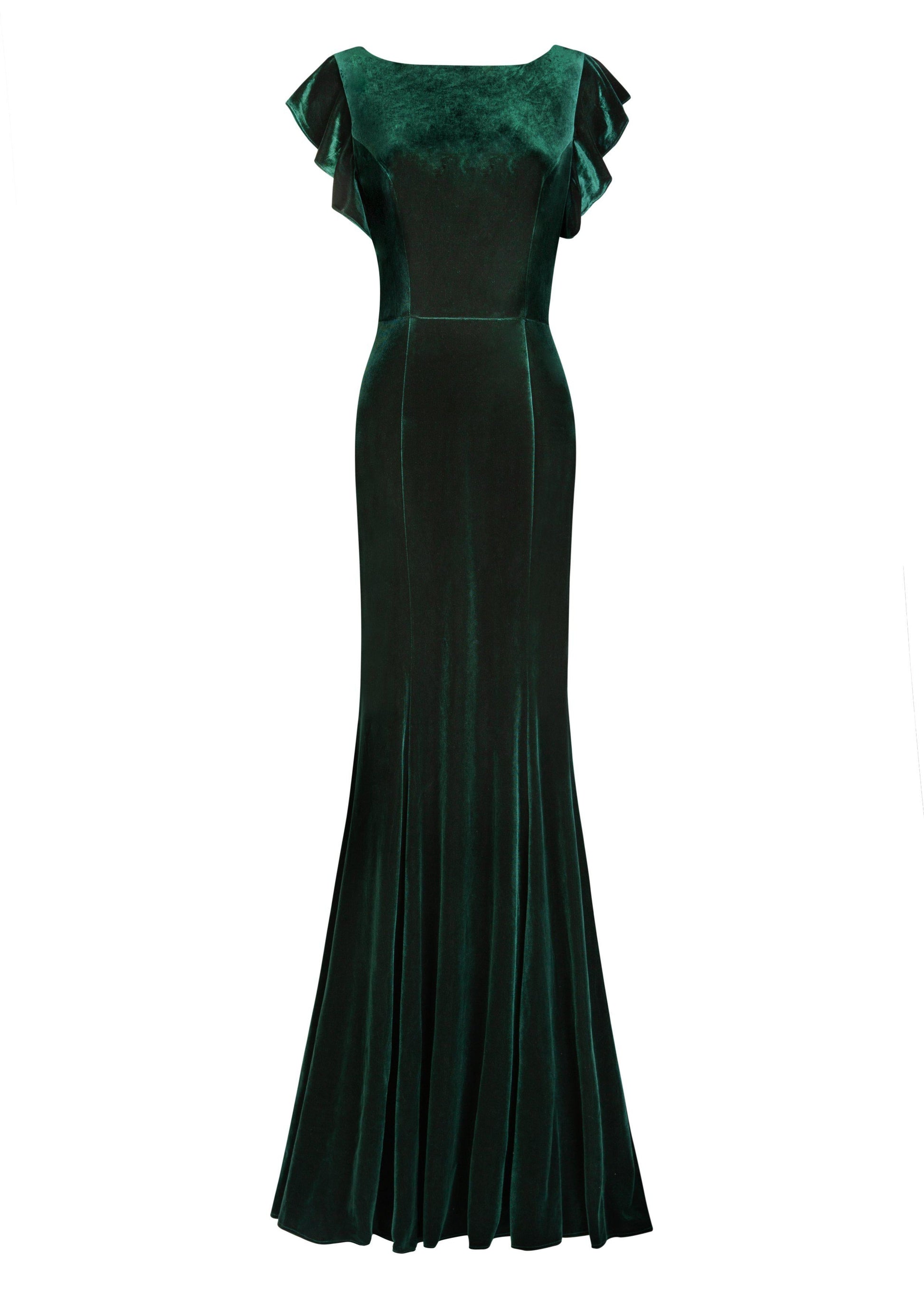 TH&TH Cecelia Velvet Bridesmaid Dress In Forest Green TH&TH Cecelia Velvet Bridesmaid Dress In Forest Green
