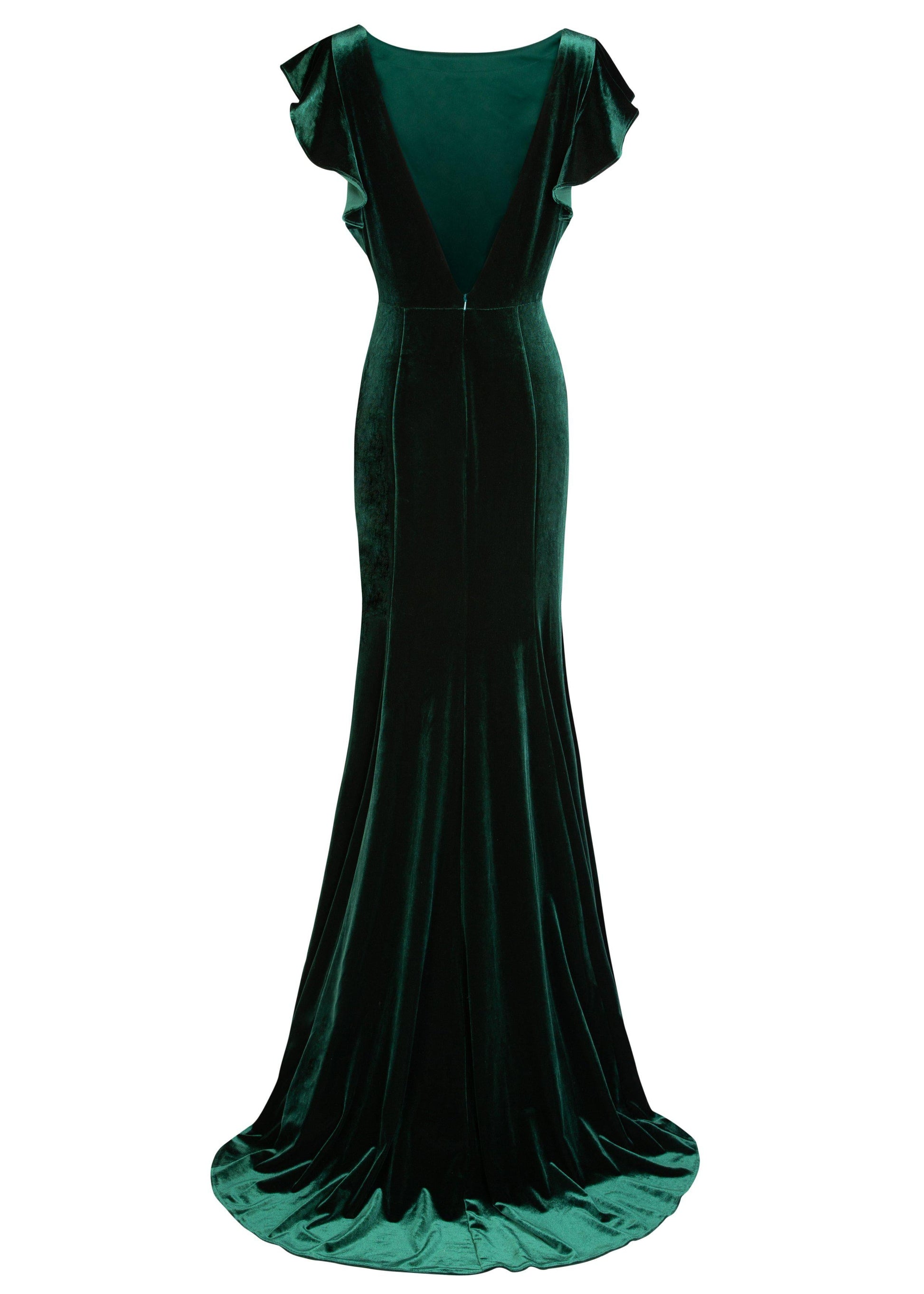 TH&TH Cecelia Velvet Bridesmaid Dress In Forest Green TH&TH Cecelia Velvet Bridesmaid Dress In Forest Green