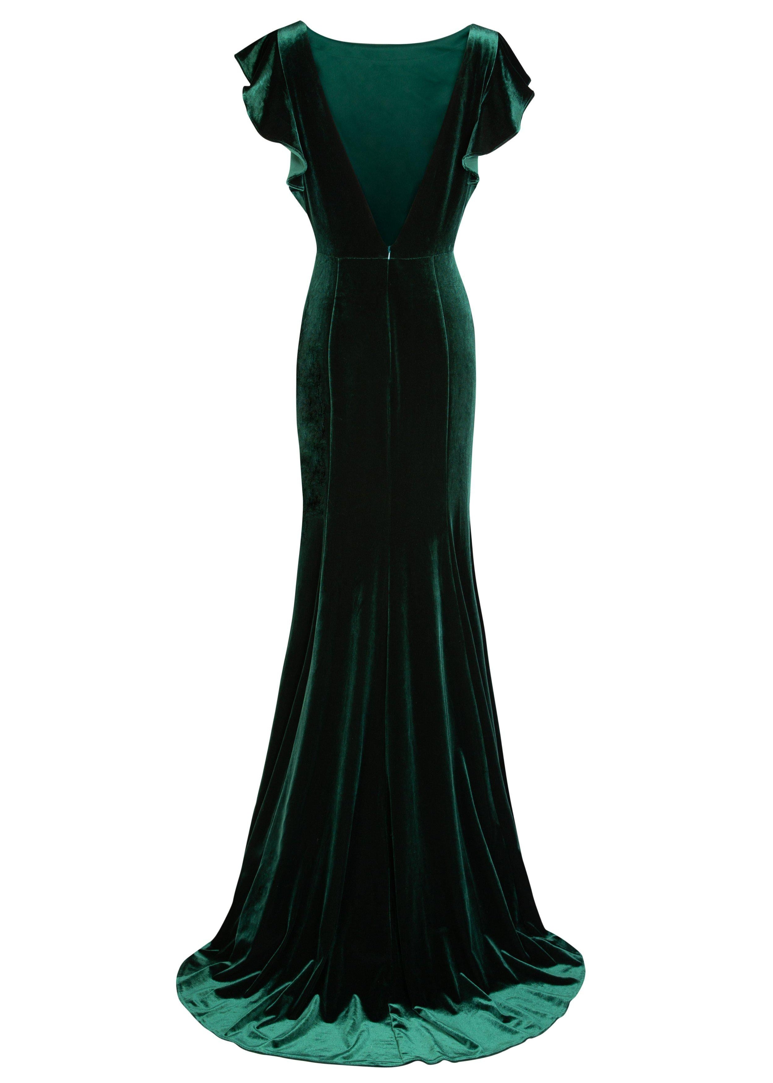 TH&TH Cecelia Velvet Bridesmaid Dress In Forest Green TH and TH TH&TH Cecelia Velvet Bridesmaid Dress In Forest Green TH and TH