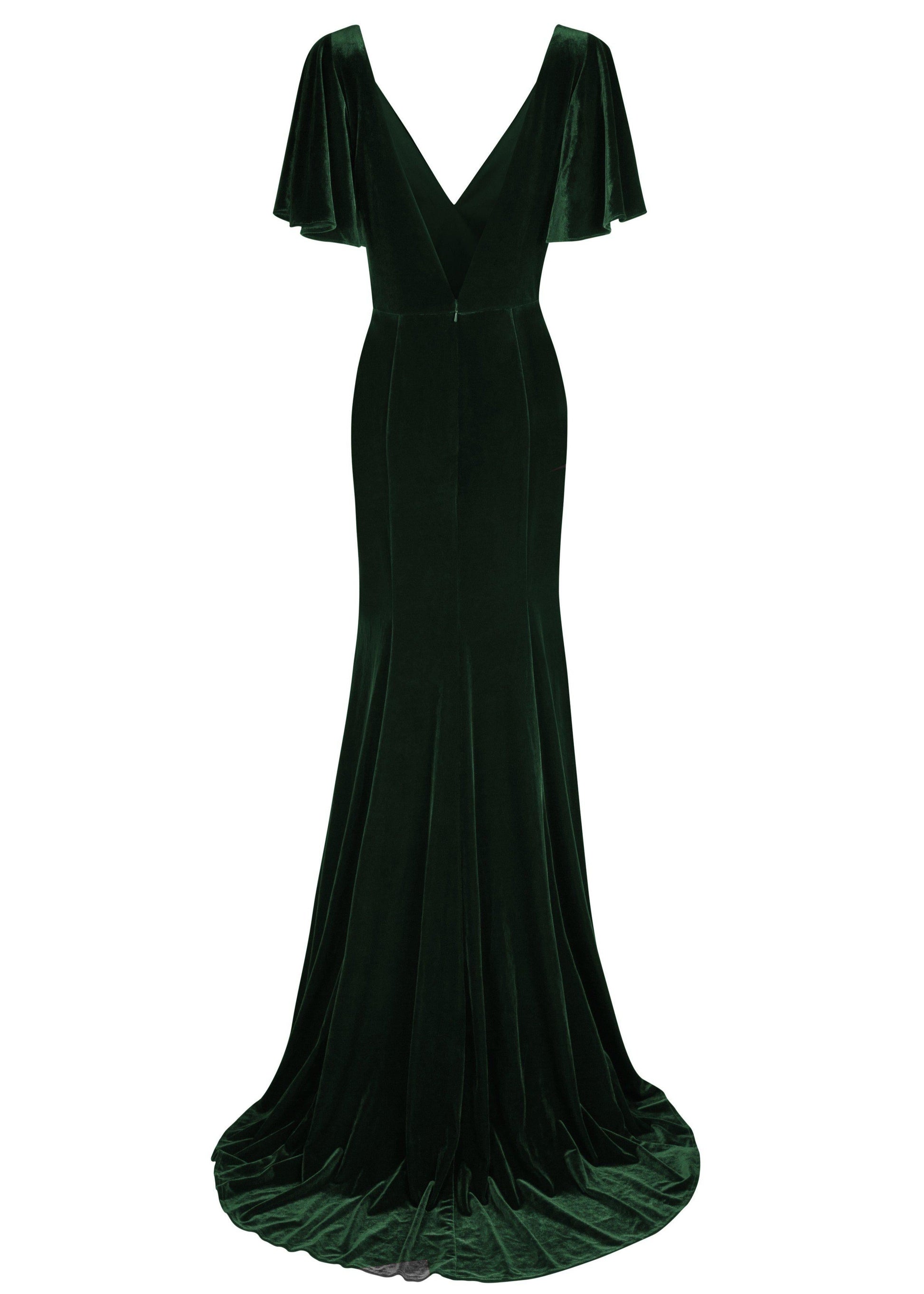 TH&TH Celeste Velvet Bridesmaid Dress In Forest Green TH&TH Celeste Velvet Bridesmaid Dress In Forest Green