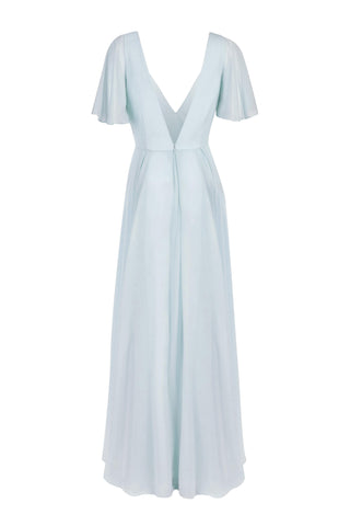 dusty blue bridesmaid dresses, blue bridesmaid dresses, back view