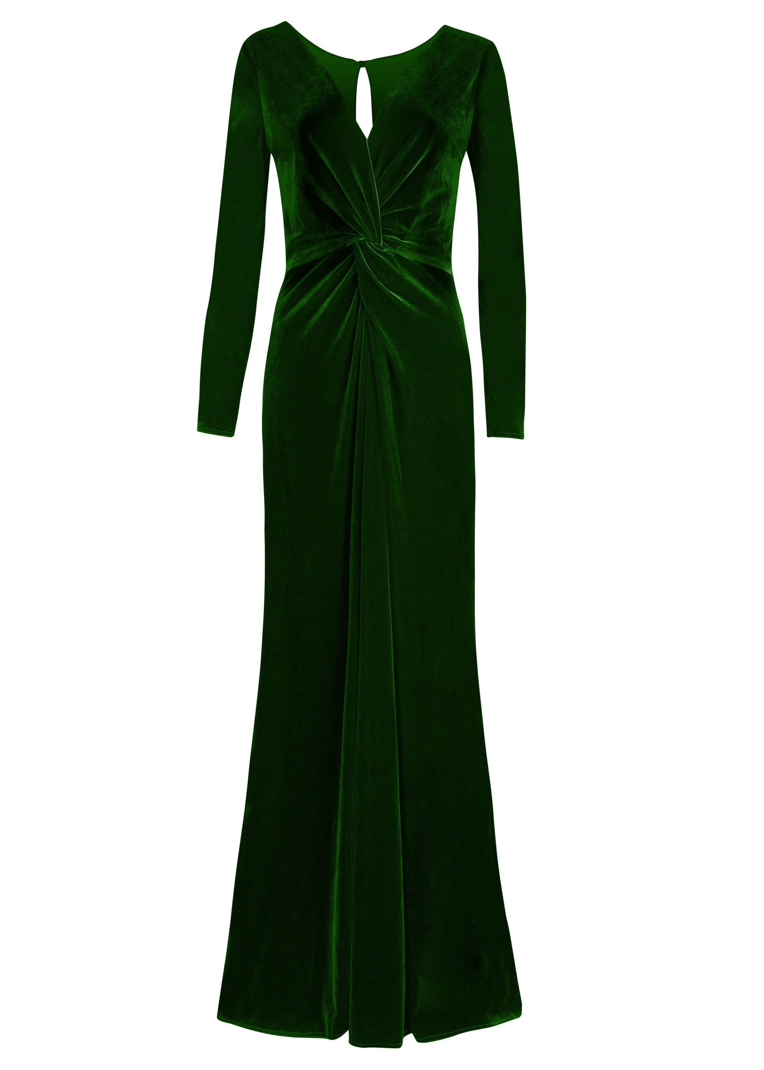 Camilla Velvet Long Sleeve Bridesmaid Dress in Forest Green