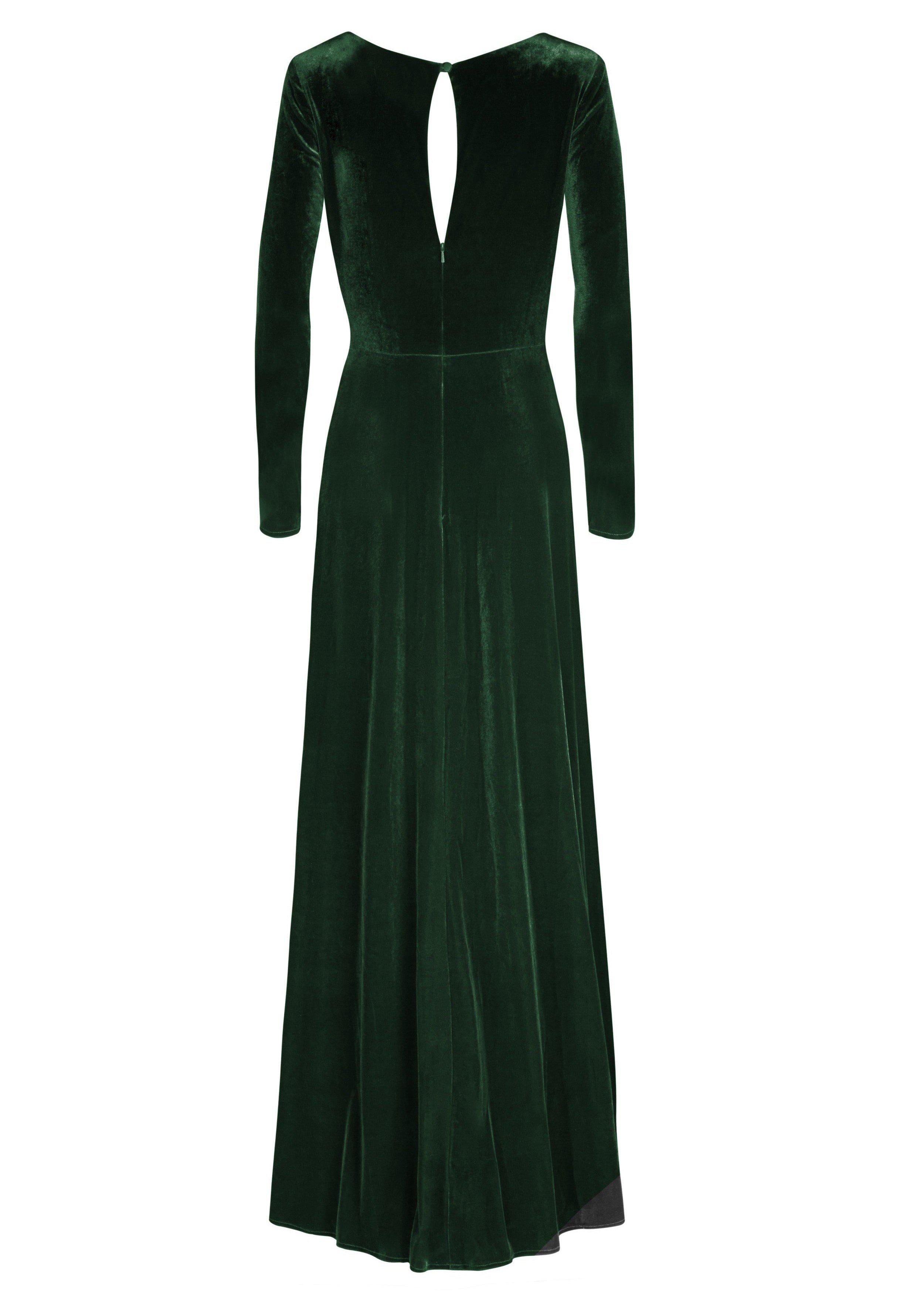 Camilla Velvet Long Sleeve Bridesmaid Dress in Forest Green