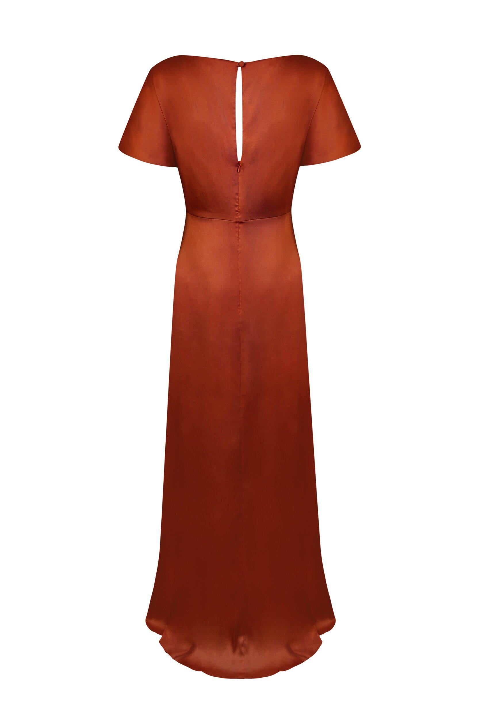 burnt orange bridesmaid dresses- back view by TH&TH