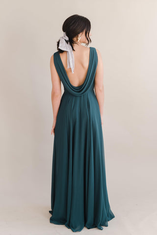 green bridesmaids dresses-back model view